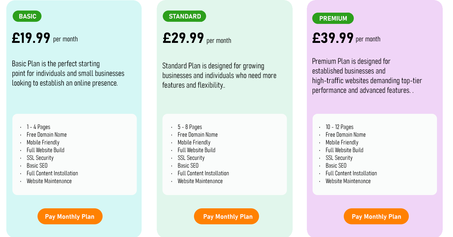 Oblivion Design Monthly Payment Plan A detailed pricing table outlining different service options and their corresponding prices for easy comparison.